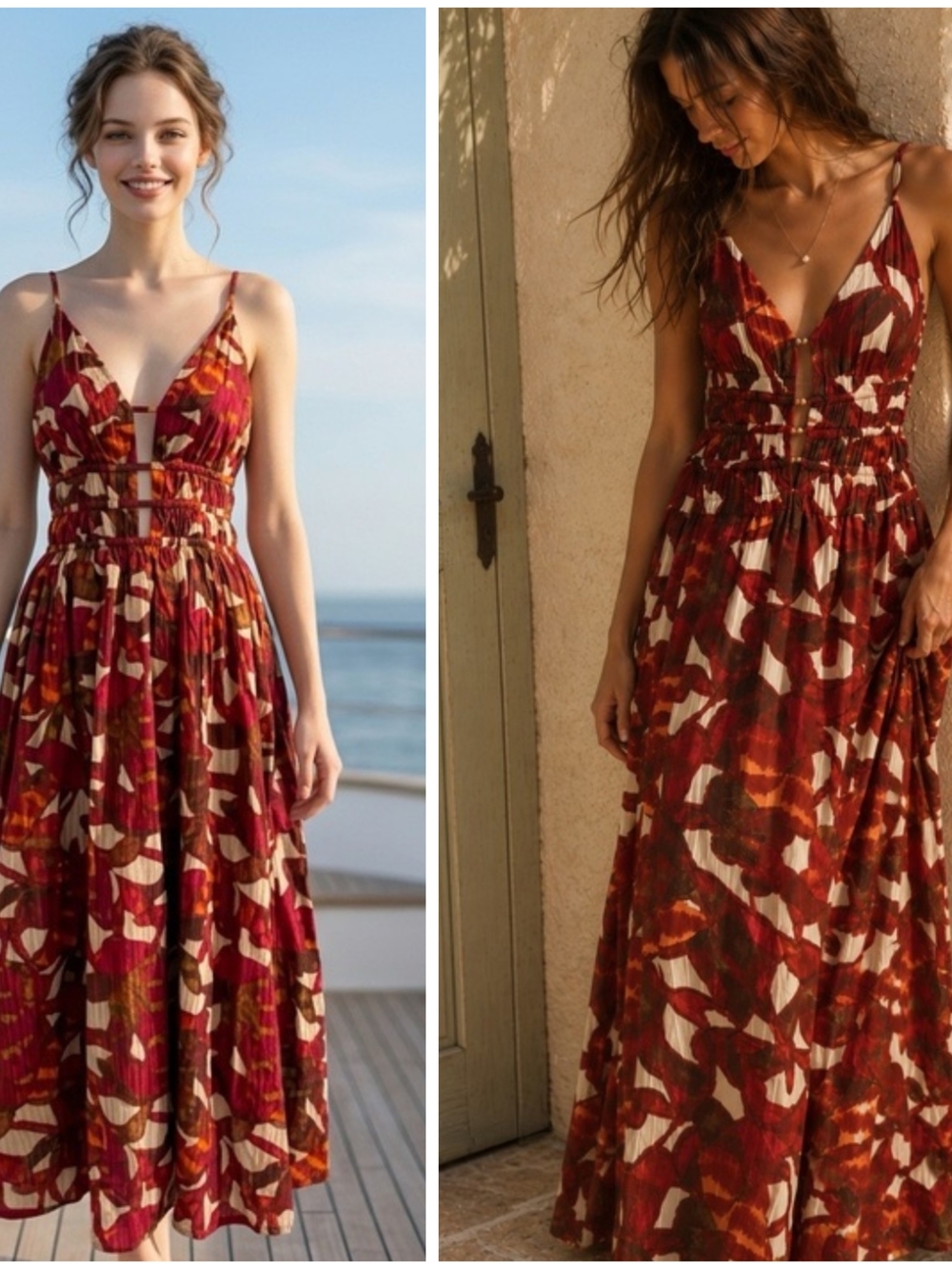 Caroline Constas, Cutout Bust Floral Printed Sleeveless Midi Dress